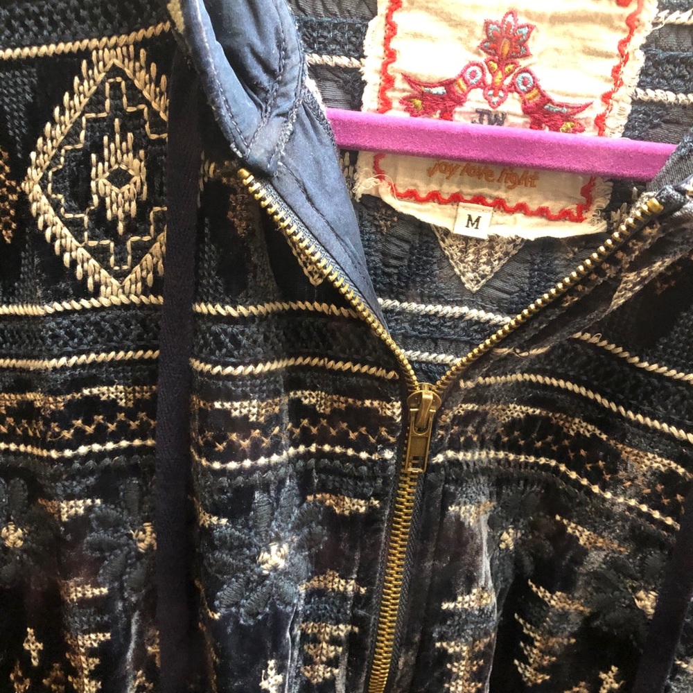 Johnny Was Navy and Cream Teddy Jacket